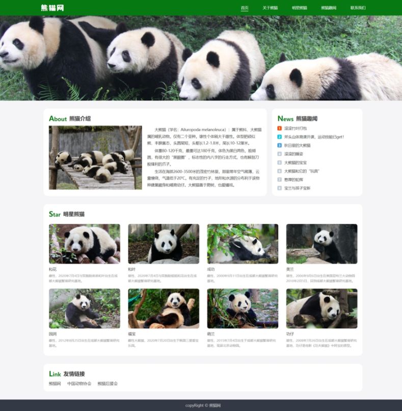 【熊猫网】html+css 5页